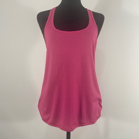 Lululemon Pink Stripped, Racerback Tank, Scallop hem, Size Small - Picture 10 of 10